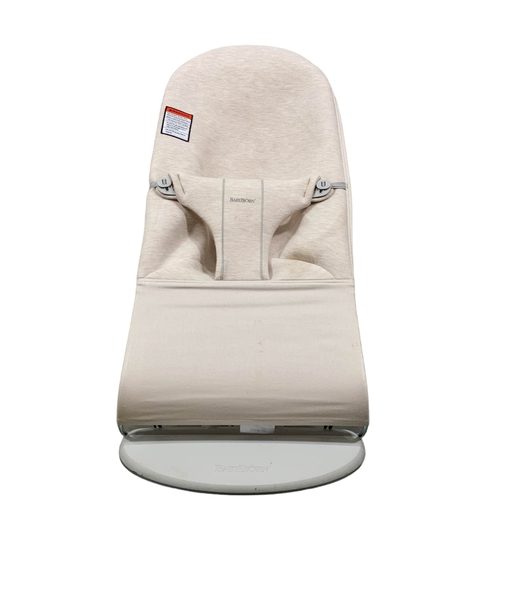 secondhand BabyBjorn Bouncer Bliss, Light Gray Frame, Light Beige 3D Jersey