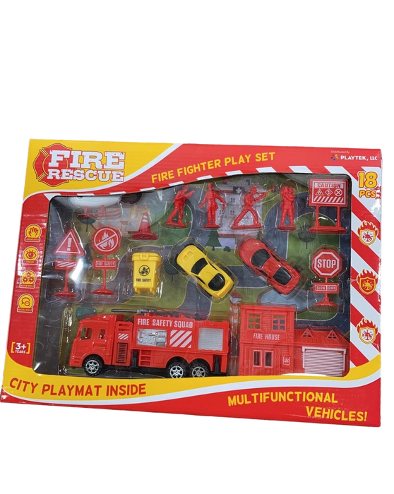 used Playtek Fire Rescue Play Set with Playmat