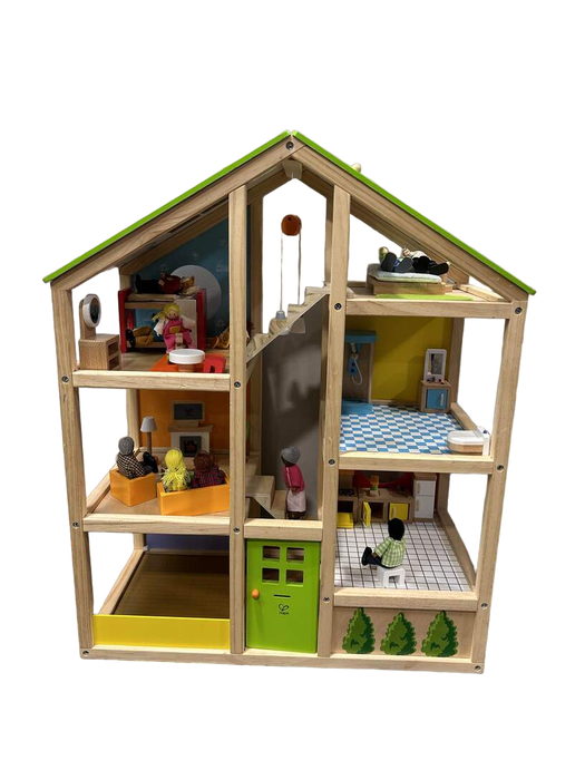 used Hape All Seasons Kids Wooden Dollhouse