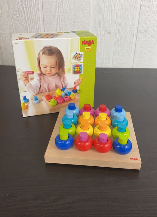 secondhand HABA Rainbow Wheels Pegging Game