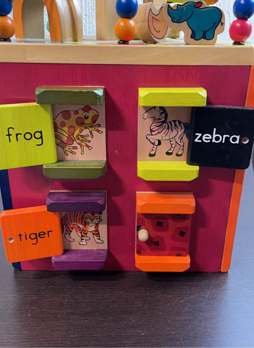 used B. toys Zany Zoo Wooden Activity Cube