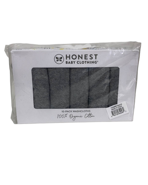 Honest Baby 10 Pack Organic Cotton Wash Cloths, Gray Heather