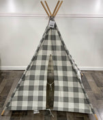 used Crate & Kids Teepee, Grey Buffalo Check