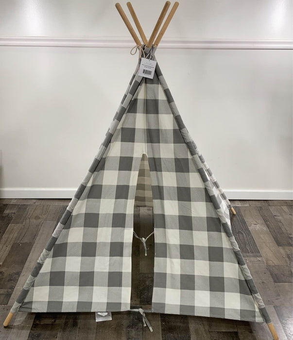 used Crate & Kids Teepee, Grey Buffalo Check
