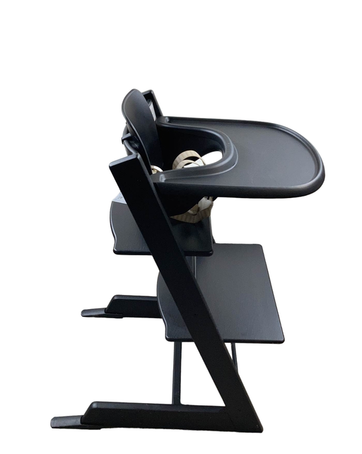 secondhand Stokke Tripp Trapp High Chair with Baby Set and Tray, Black, Black