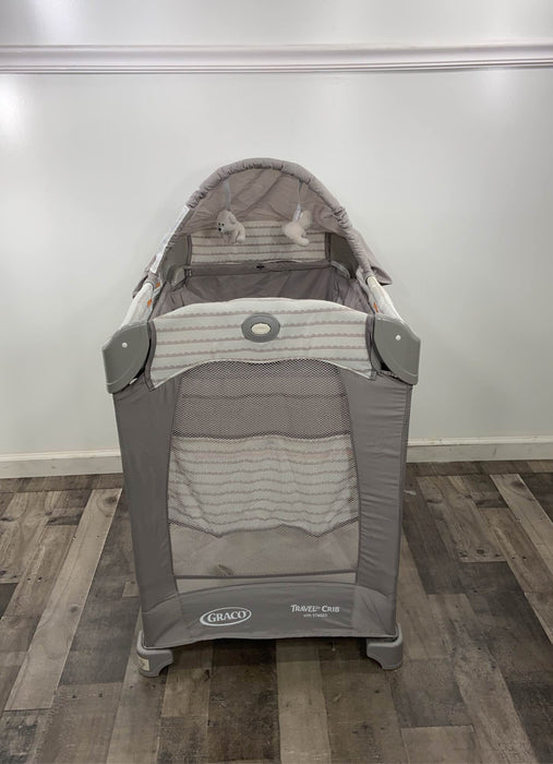 secondhand Graco Travel Lite Crib, Gray