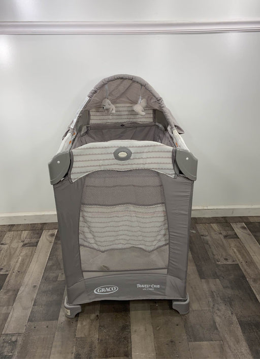 secondhand Graco Travel Lite Crib, Gray