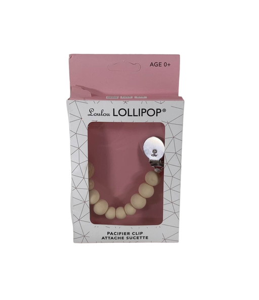 used LouLou Lollipop Pacifier Clip, Colour Block, Beige