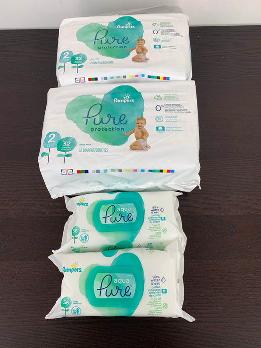 used BUNDLE Pampers, Pure size 2 and wipes