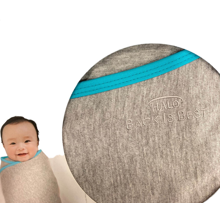 secondhand Halo Ideal Temp Swaddle, Newborn, Grey/Aqua