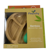 used Avanchy Bamboo Plate and Spoon Set, Green