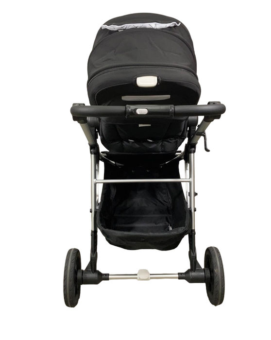 Mockingbird Single Stroller, 2022, Black, Windowpane, Silver With Black Leather