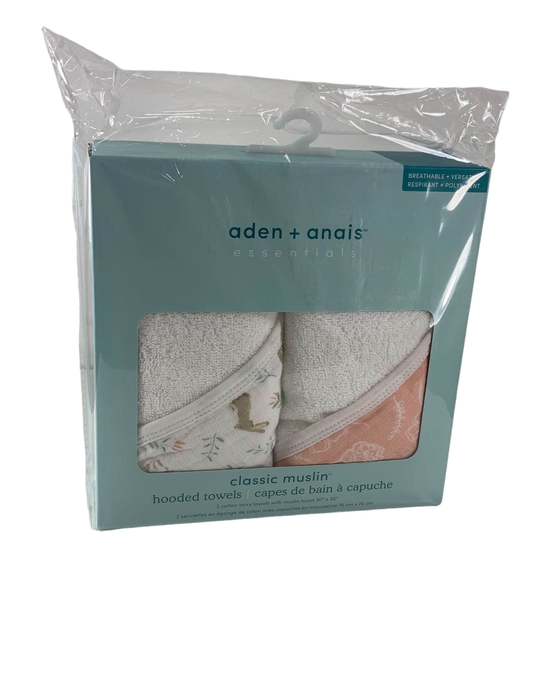 used Aden + Anais Essentials Cotton Muslin Hooded Towel, 2 Pack, Blushing Bunnies