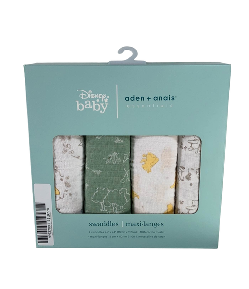 used Aden + Anais Essentials Cotton Muslin Swaddle, 4pk, Winnie & Friends