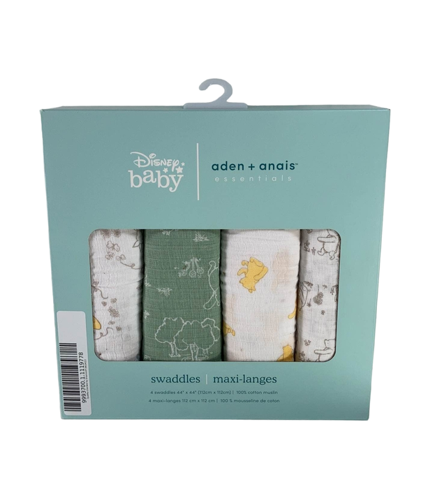 used Aden + Anais Essentials Cotton Muslin Swaddle, 4pk, Winnie & Friends