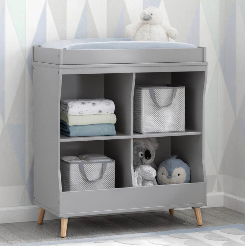 Delta Children Essex Changing Table/Bookcase, Grey with Natural