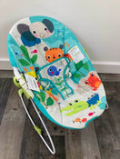 secondhand Bright Starts Vibrating Bouncer, Zig Zag Zebra