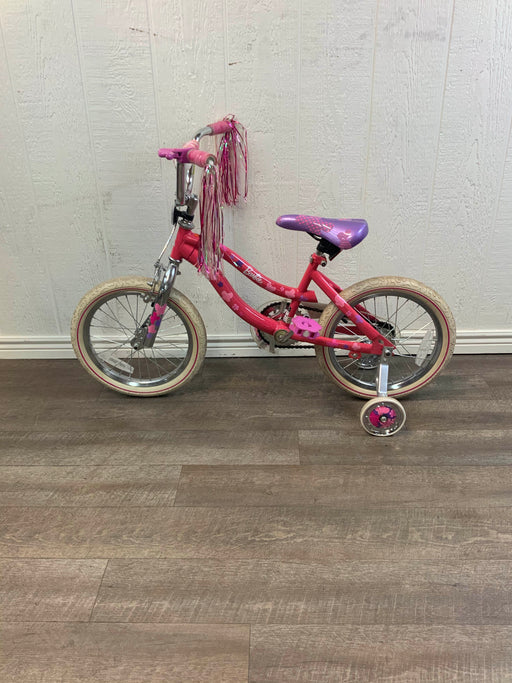 secondhand Mattel Barbie 16” Girls Bike With Training Wheels