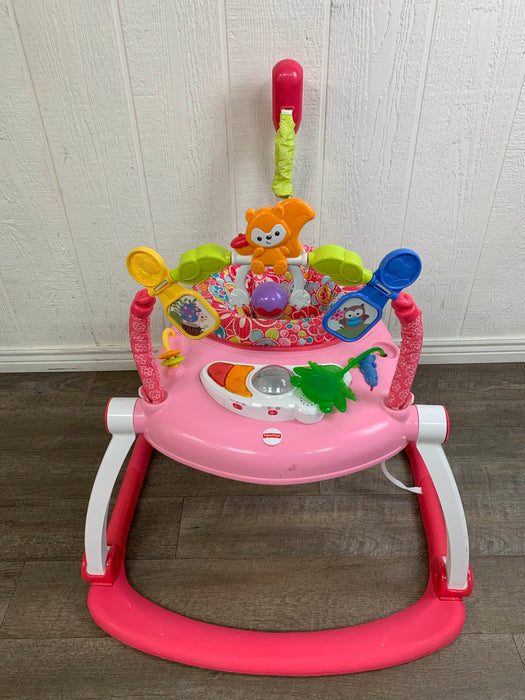 used Fisher Price SpaceSaver Jumperoo Activity Center, Pink Floral