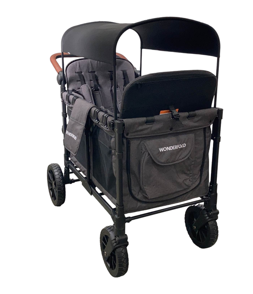 used Wonderfold W4 Luxe Quad Stroller Wagon, 2023, Charcoal Grey with Black Frame