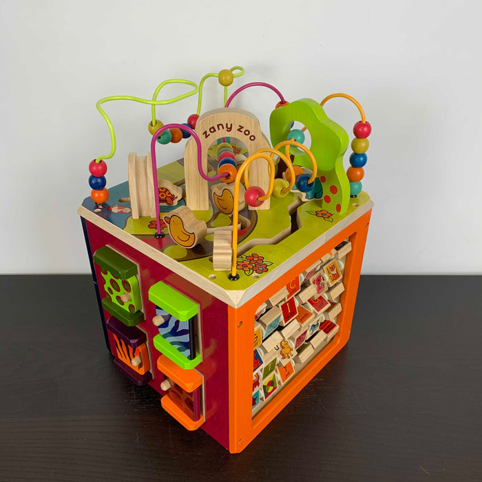 secondhand B. Toys Zany Zoo Wooden Activity Cube