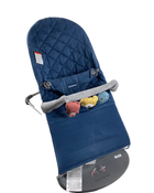 used BabyBjorn Bouncer Bliss, Dark Gray Frame, Midnight Blue Cotton Classic Quilt