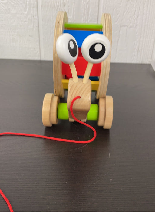 secondhand Hape Walk-A-Long Snail Toddler Wooden Pull Toy