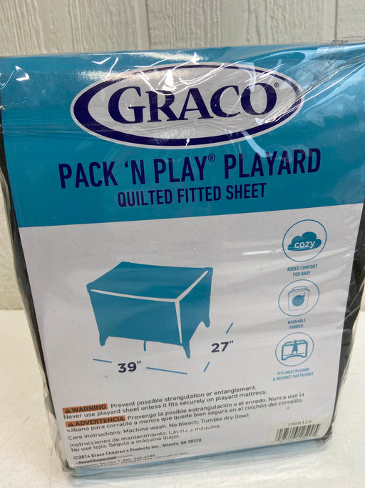 secondhand Graco Quilted Pack N Play Playard Sheet, Stone Gray