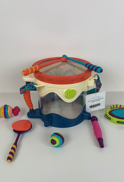 secondhand B. toys Bee Bop Band Play & Learn Drum and Instruments, | Color: Blue