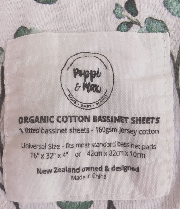 used Poppi & Max Organic Cotton Bassinet Sheet, 3 Pack