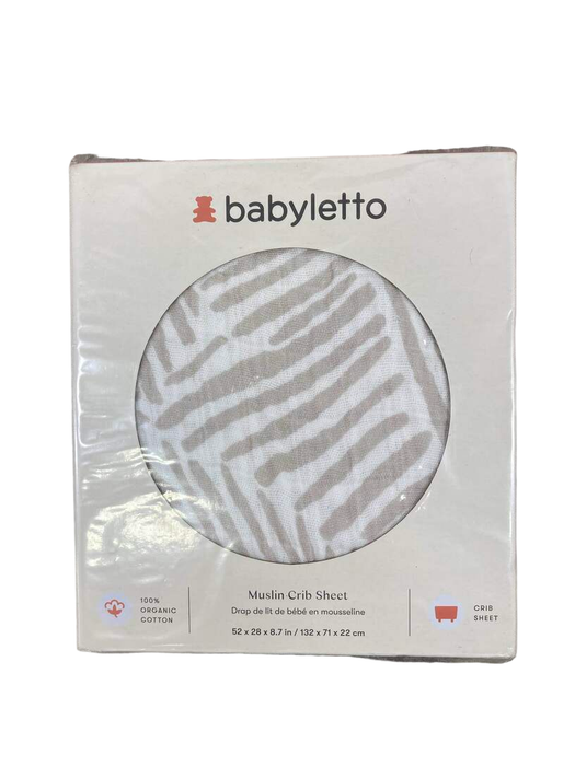 used Babyletto Muslin Crib Sheet, Oat Stripe