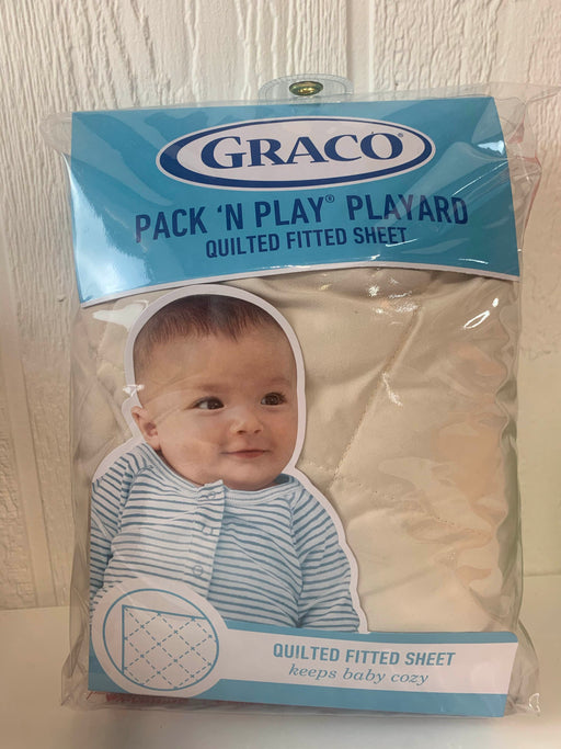 used Graco Quilted Pack N Play Playard Sheet, Cream