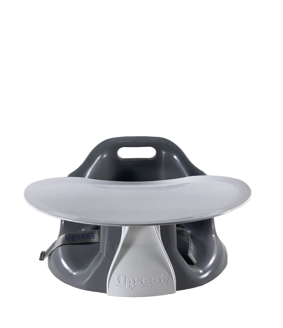 Upseat Baby Floor Chair and Booster Seat with Tray, Grey