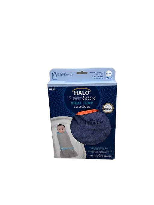 used Halo Ideal Temp Swaddle, Newborn, Navy/Orange