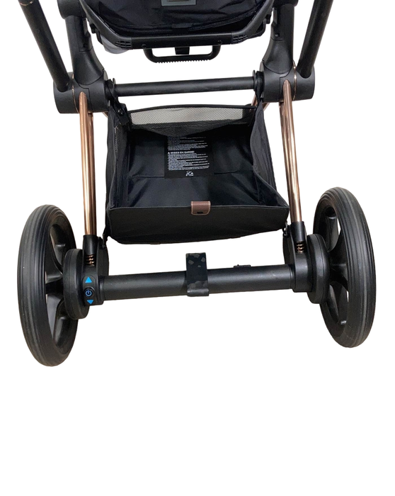 used Cybex E-PRIAM Electric Stroller, 2023, Rose Gold, Premium Black