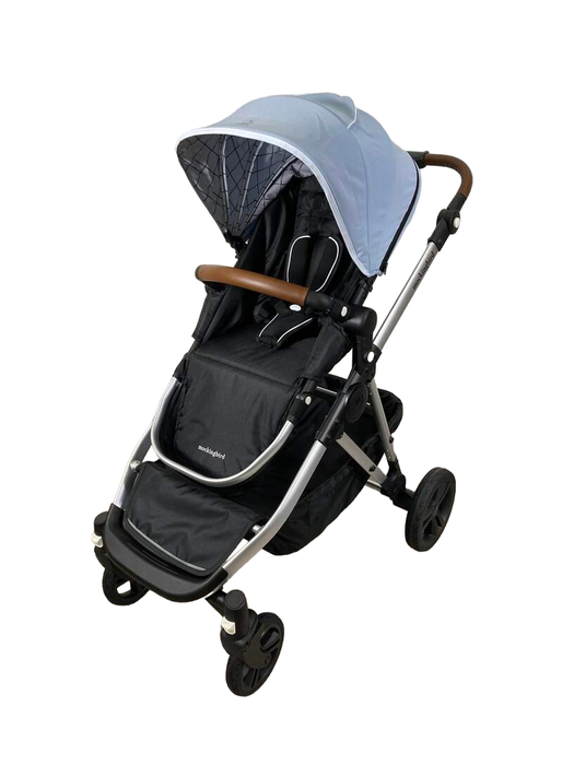 secondhand Mockingbird Single to Double Stroller, 2023, Silver with Penny Leather, Windowpane, Sky