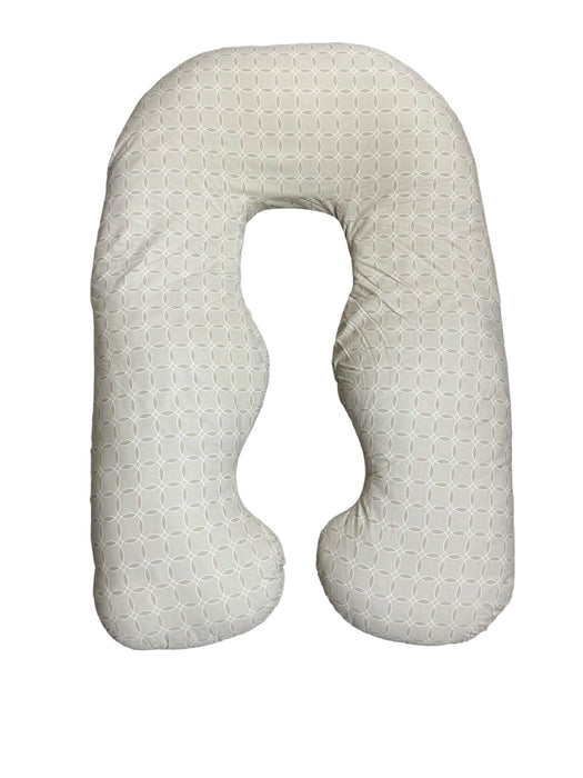 secondhand Leachco Back ‘n Belly Bliss Pregnancy Pillow, latte with light brown circles