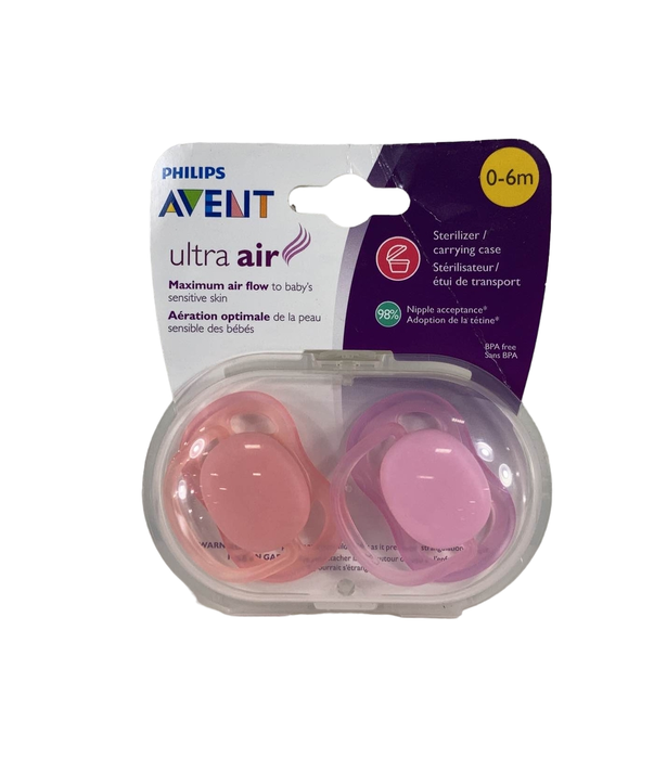 used Philips Avent Ultra Air Pacifiers, Pink Peach, 2 Pack, 0-6 Months