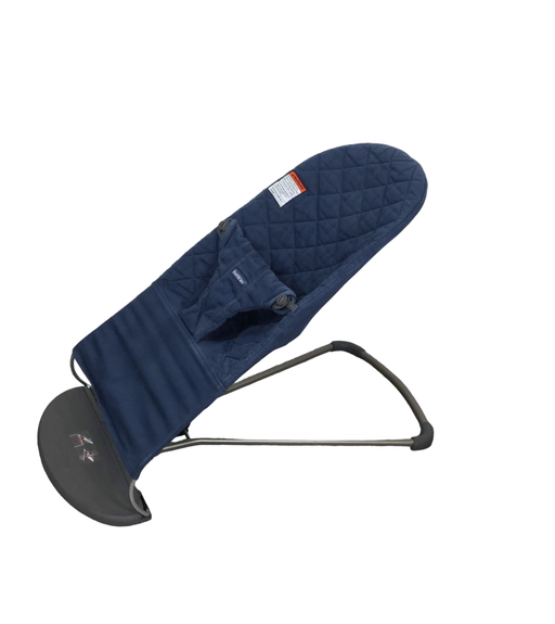 secondhand BabyBjorn Bouncer Bliss, Dark Gray Frame, Midnight Blue Cotton Classic Quilt