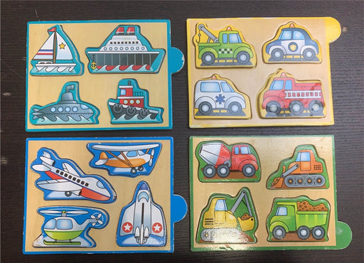 secondhand Melissa & Doug Vehicles Wooden Mini Puzzle Set