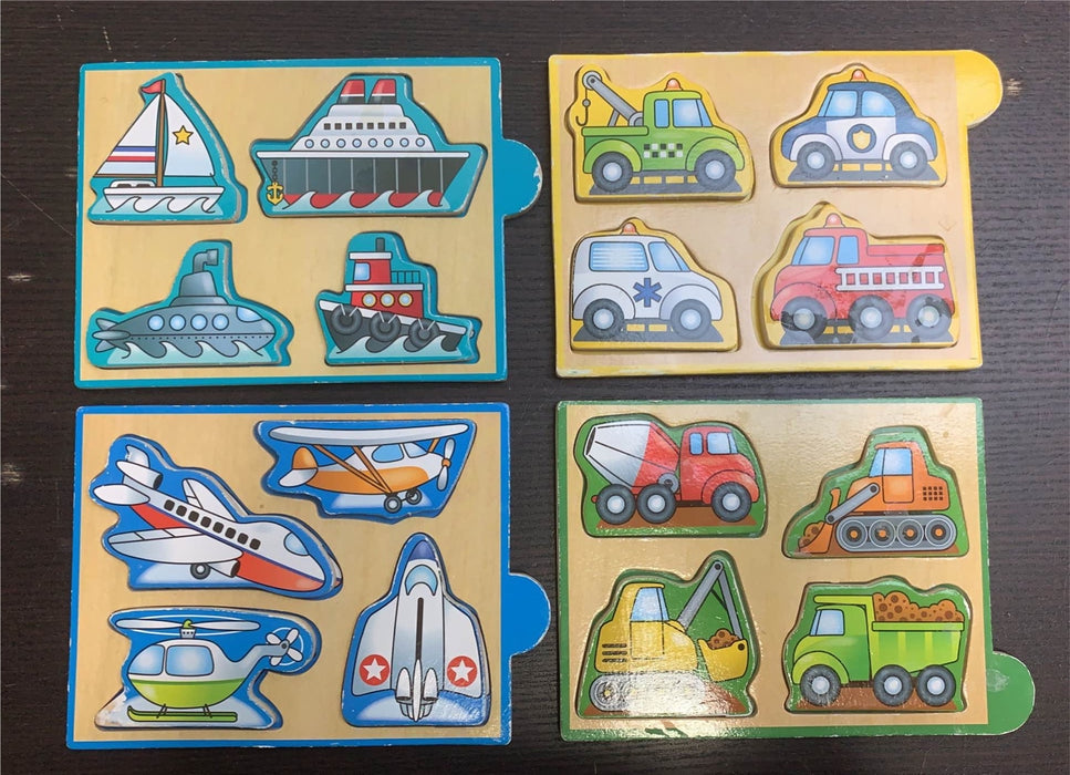 secondhand Melissa & Doug Vehicles Wooden Mini Puzzle Set