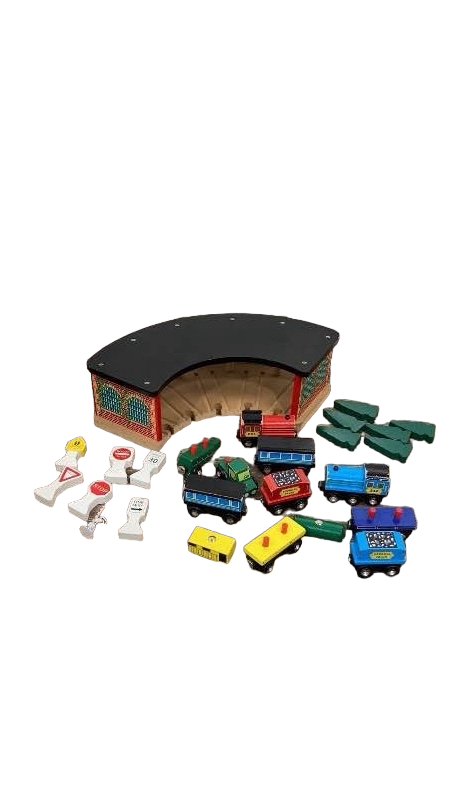 used Melissa & Doug Wooden Railway Set