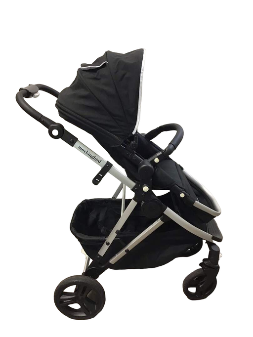 secondhand Mockingbird Single Stroller, 2022, Black, Watercolor Drops, Silver With Black Leather