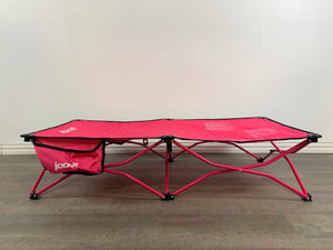 Joovy Foocot Travel Cot Featuring a Steel Frame and Tough Polyester Fabric,  Storage Pocket, and Easily Folds into Included Travel Bag – Holds Kids Up