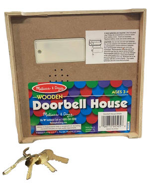  Melissa & Doug Take-Along Wooden Doorbell Dollhouse - Doorbell  Sounds, Keys, 4 Poseable Dolls - Portable, Doorbell House For Kids Ages 3+  : Melissa & Doug: Toys & Games