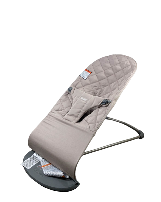 BabyBjorn Bouncer Bliss, Sand Gray Cotton Classic Quilt, Dark Gray Frame