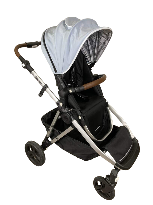 used Mockingbird Single to Double Stroller, 2022, Silver with Penny Leather, Windowpane, Sky