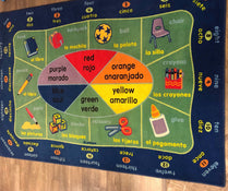 used Lakeshore Spanish-English Activity Carpet, 6x9