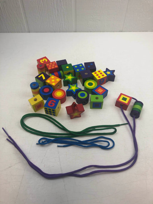 used Melissa & Doug Deluxe Wooden Lacing Beads