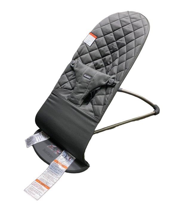 used BabyBjorn Bouncer Bliss, Dark Gray Frame, Anthracite Cotton Classic Quilt